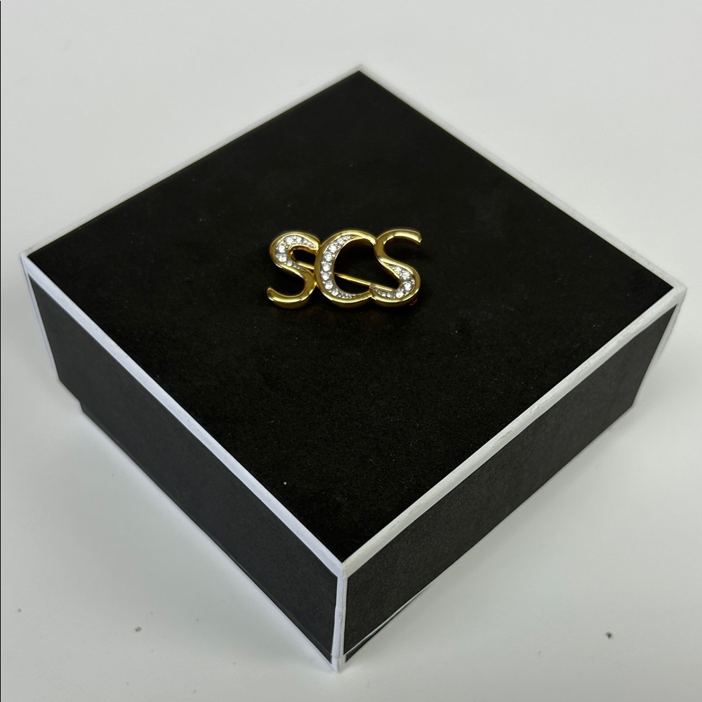 Vintage gold tone & pave clear crystals Swarovski Collectors Society lapel pin